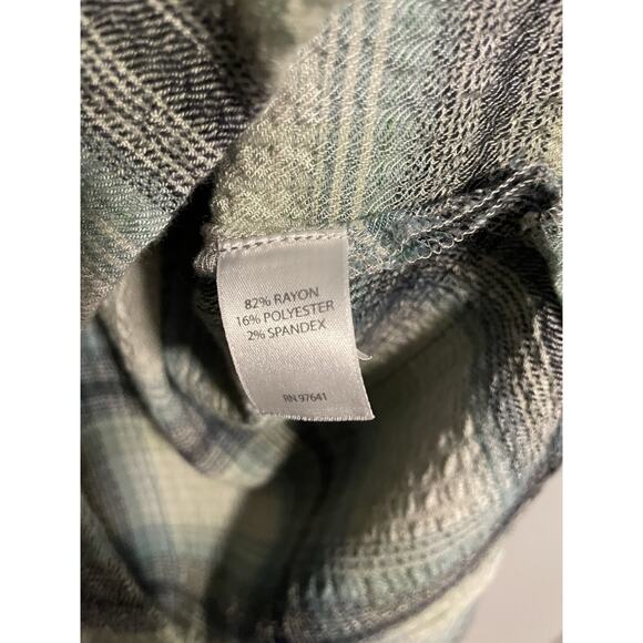 J Jill Womens Tunic Size 2X Blue Plaid Rayon Stretch Button Up Modern Minimalist - Picture 4 of 7